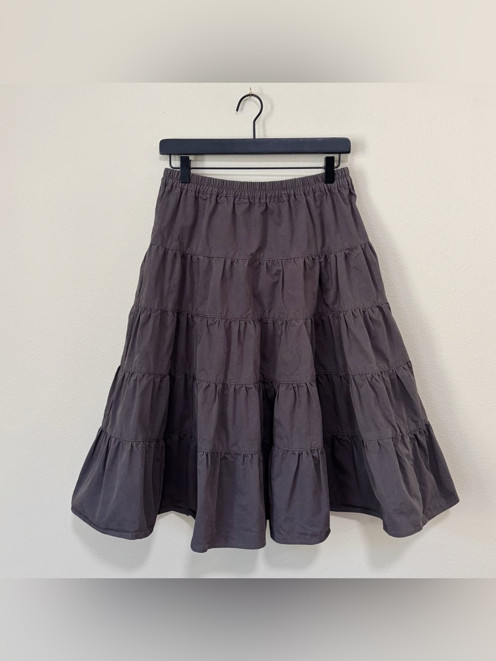 For Good Size Medium Grey Cotton Tiered Skirt